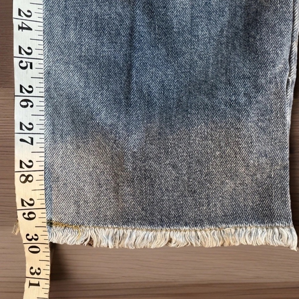AVEC LES FILLES Jeans Womens Size 28 Light Blue Wash Distressed Baggy Button Fly - Picture 7 of 8